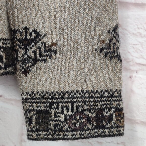 Invisible World 100% Alpaca V-Neck Sweater Large Hand Loomed Juneau Alaska - Picture 8 of 11